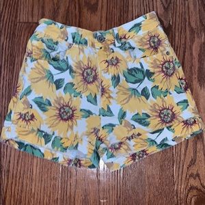 High Waisted Sunflower Shorts- SIZE 5